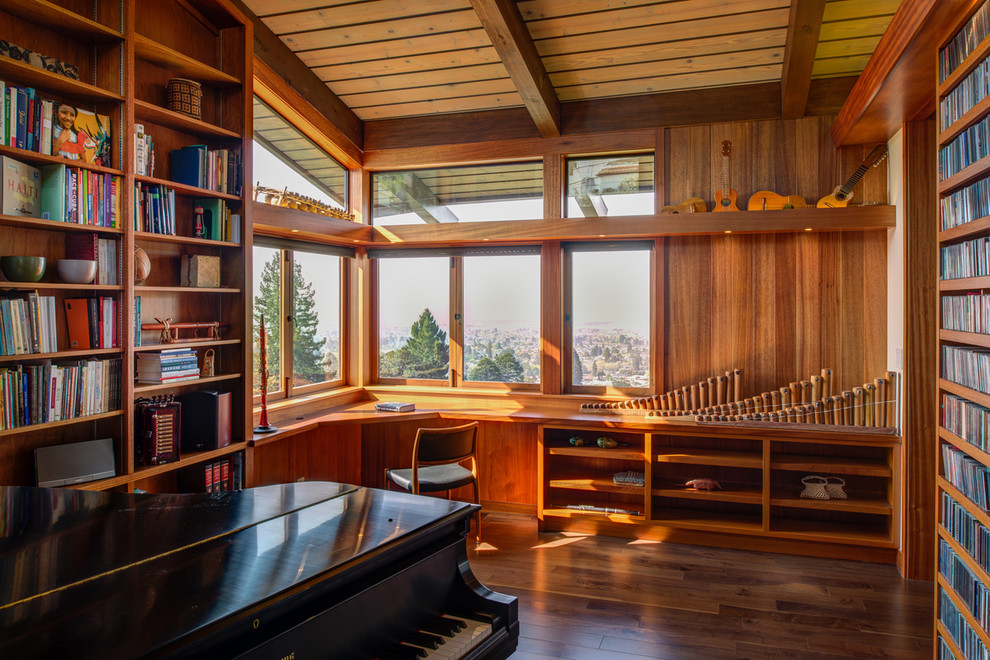 サンフランシスコにあるミッドセンチュリースタイルのおしゃれなホームオフィス・書斎の写真