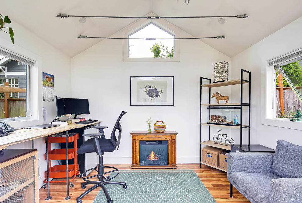 Example of a trendy home office design in Seattle