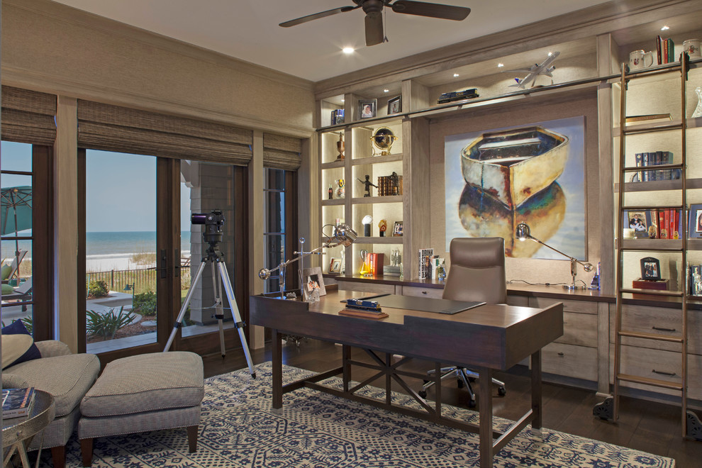 Inspiration for a large beach style home office in Jacksonville.