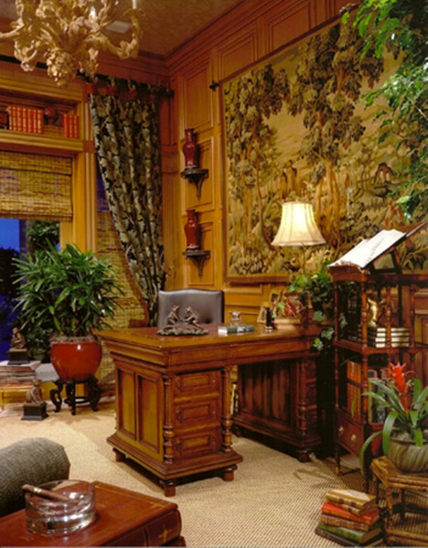 Inspiration for a mid-sized timeless freestanding desk carpeted study room remodel in Jacksonville