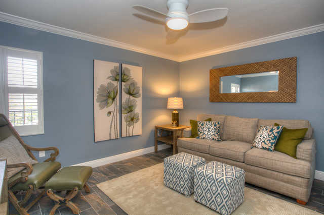 Example of a beach style home office design in Tampa