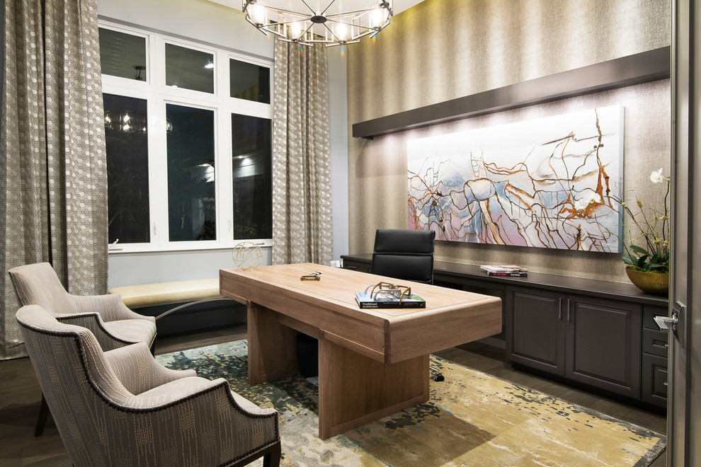 Design ideas for an expansive traditional home office in Miami.