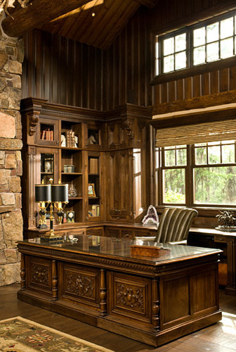 Inspiration for a rustic home office remodel in Other