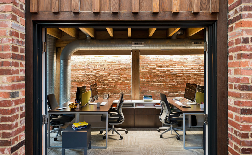 Solstice House Exposed Brick Wall Modern Home Office Baltimore