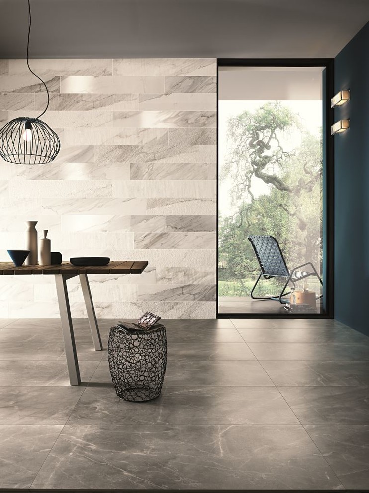 Inspiration for a contemporary porcelain tile home office remodel in Dallas