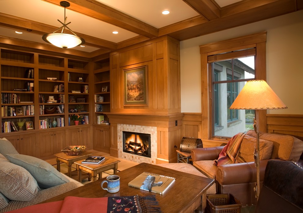 Study or Guest Room with Fireplace - Traditional - Home Office - Other ...