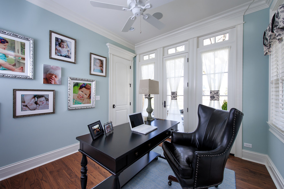 Study with French Doors Home Office Chicago by Schwarz Lewis