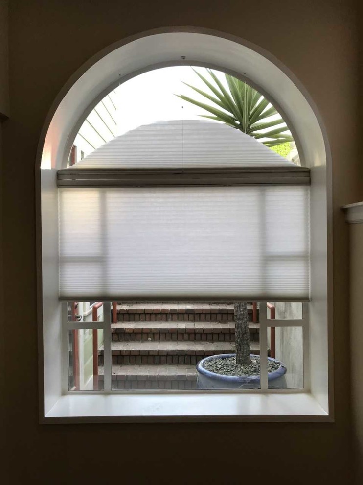Sunset Movable Cellular Shade for Arched Window Craftsman Home