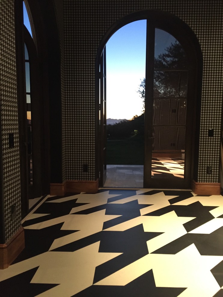 Inspiration for a huge modern linoleum floor home studio remodel in Los Angeles