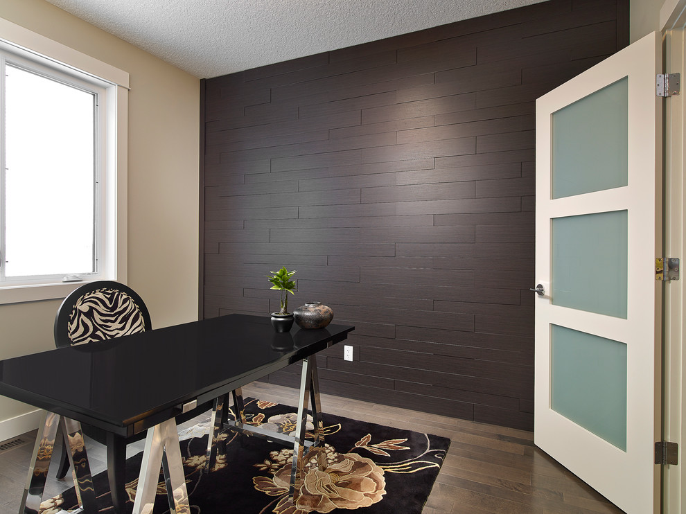 This is an example of a contemporary home office in Edmonton.