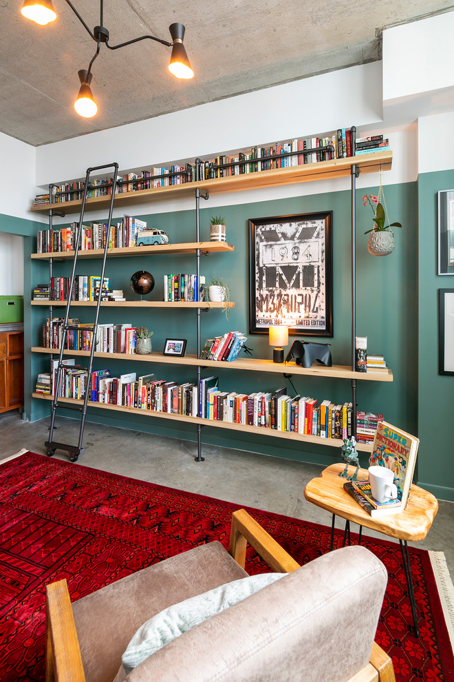 Inspiration for an industrial home office remodel in Miami