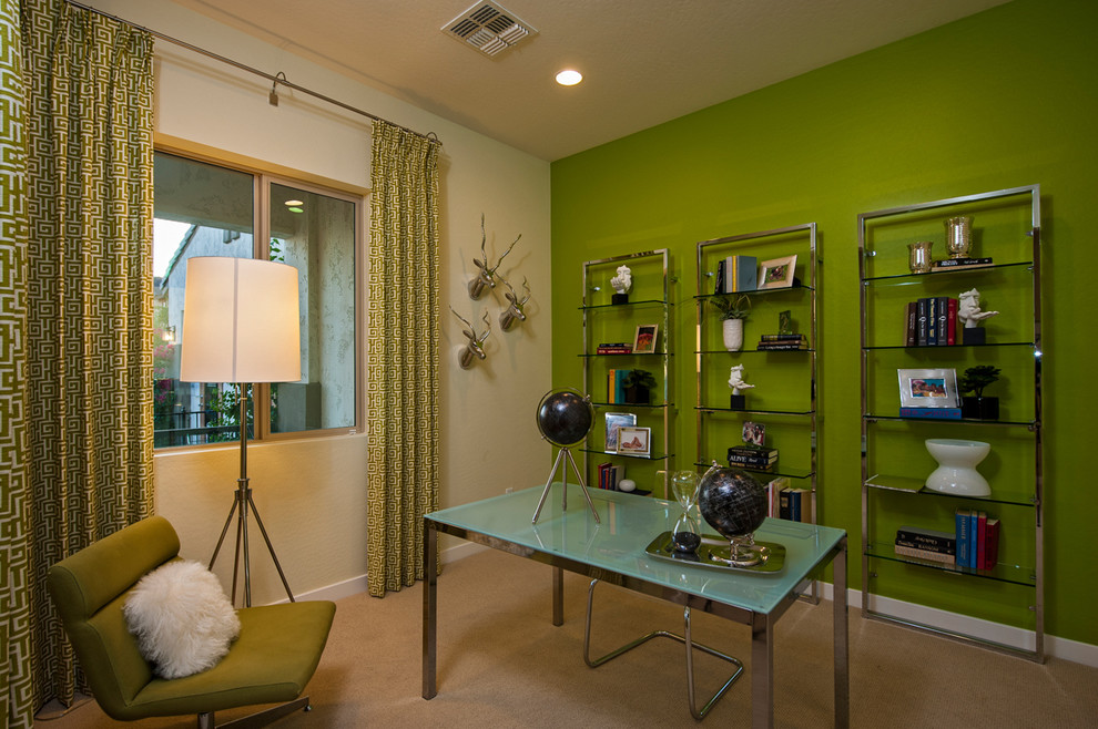 Example of a trendy home office design in Phoenix