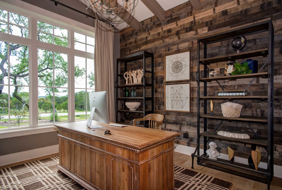This is an example of a farmhouse home office in Austin.