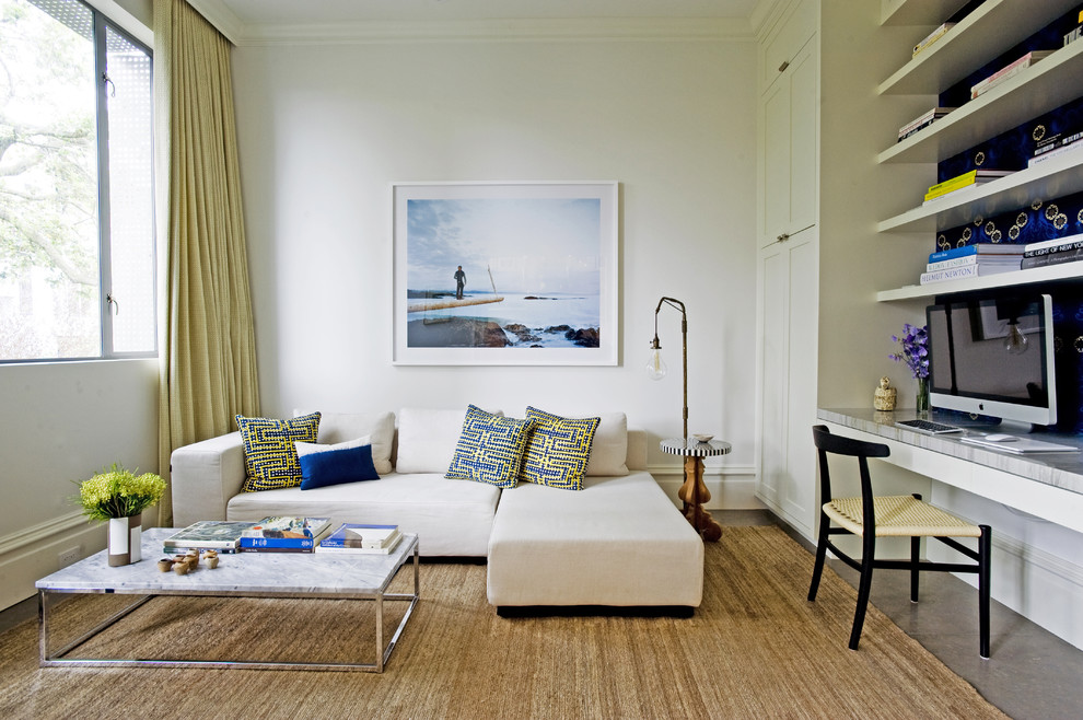 Home office - contemporary built-in desk home office idea in San Francisco