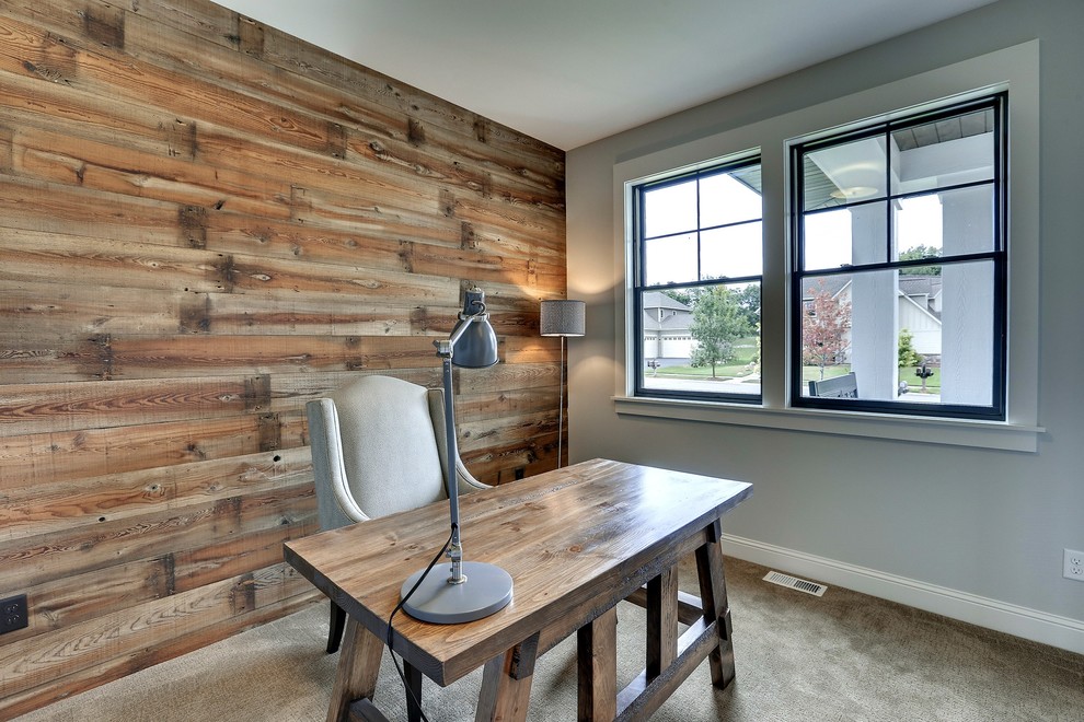 This is an example of a rustic home office in Minneapolis.