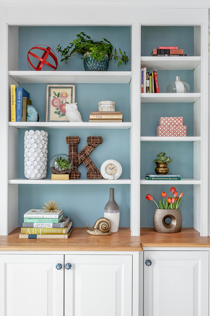 How To Paint A Bookshelf Transform, Two Tone Bookshelves