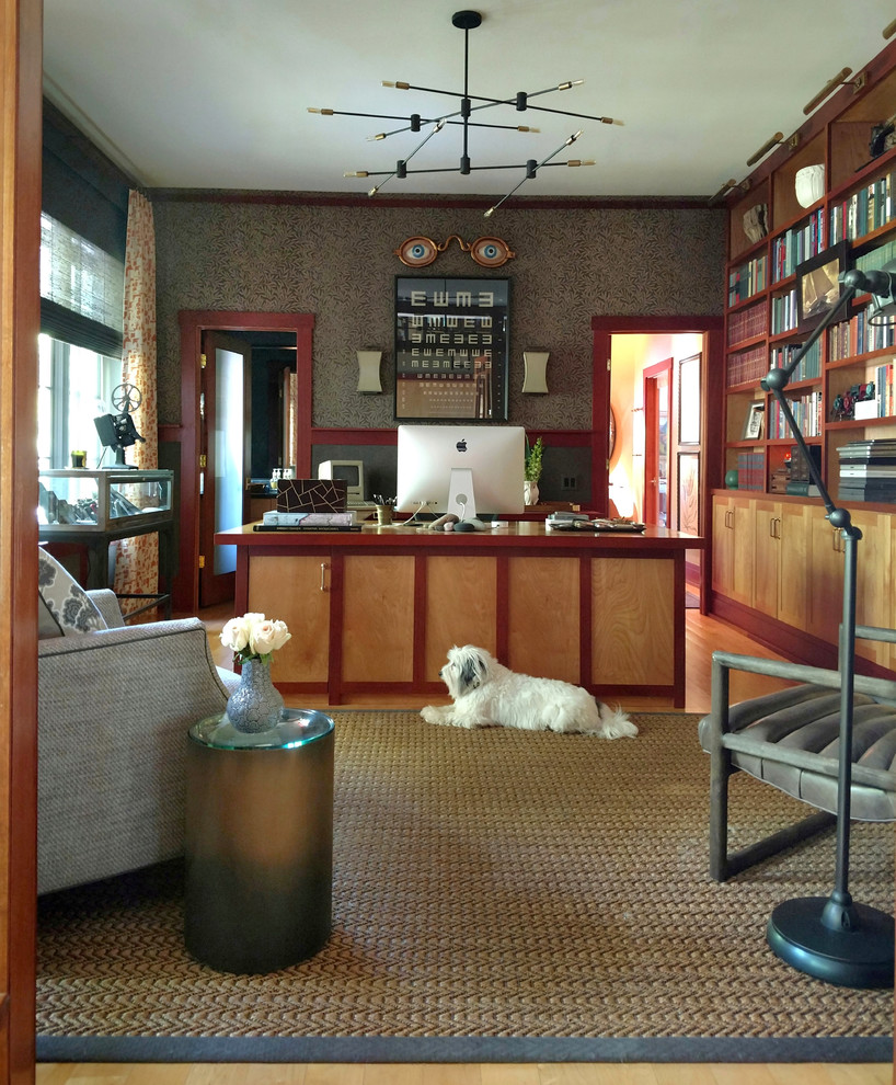 ボルチモアにあるミッドセンチュリースタイルのおしゃれなホームオフィス・書斎の写真