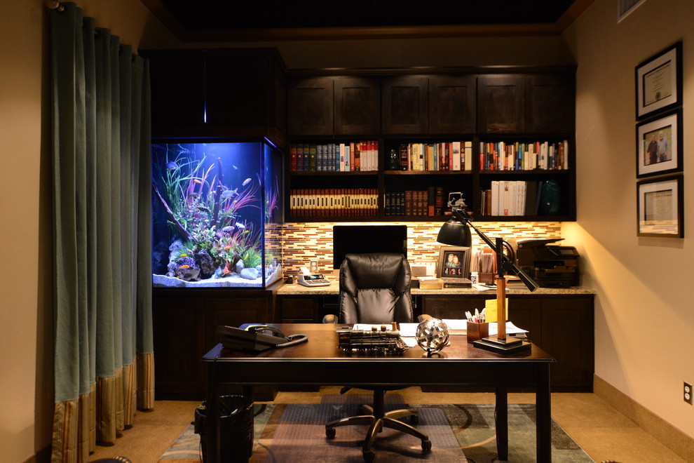 Vertical Office Aquarium Traditional, Fish Tank Built In Bookcase