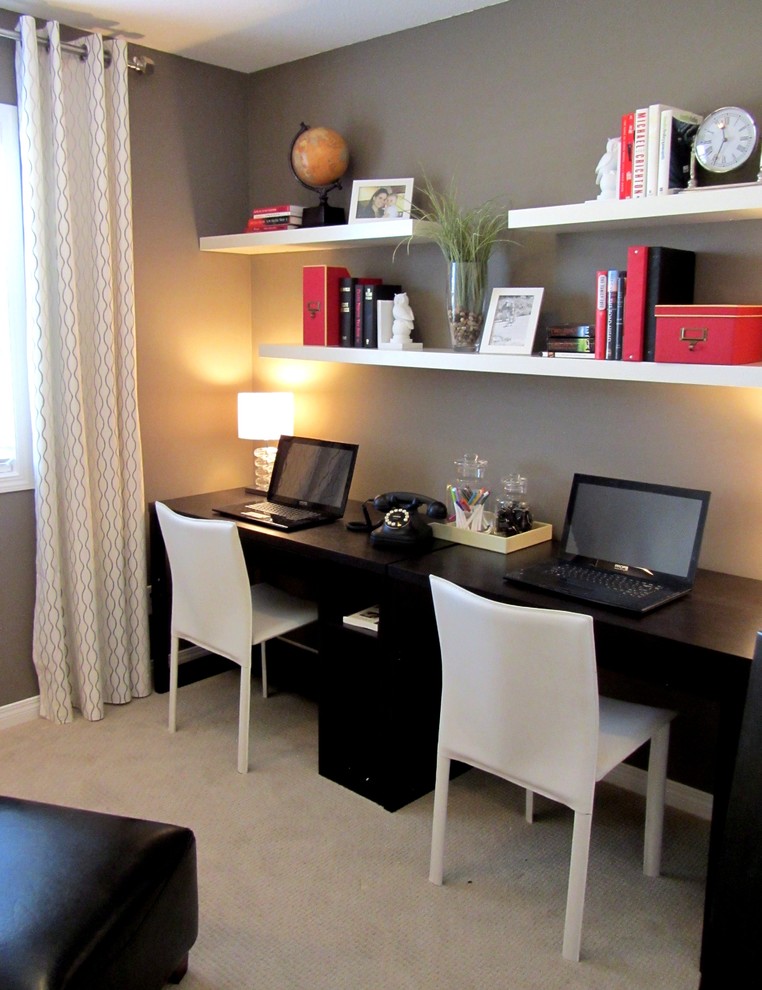 Inspiration for a modern home office remodel in Calgary
