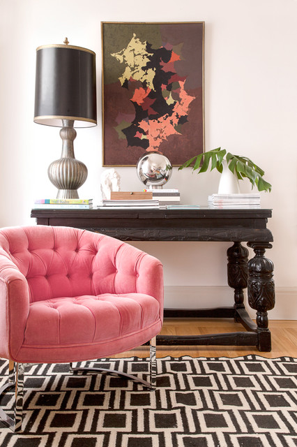 dark pink velvet armchair