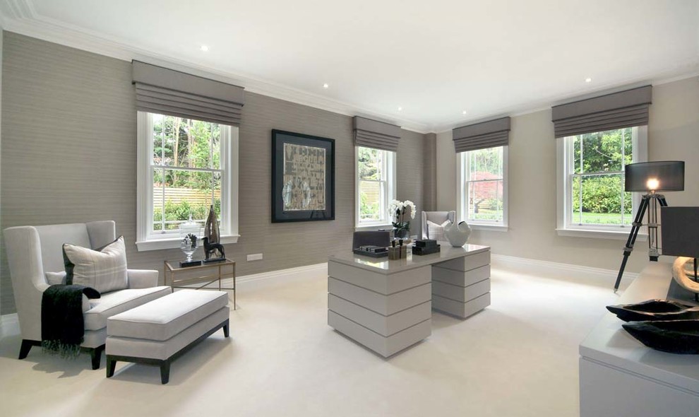 Inspiration for a contemporary home office in Surrey.