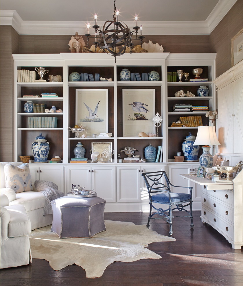 Design ideas for a nautical study in Dallas with a built-in desk.