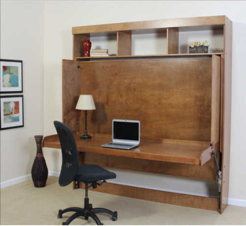Mid-sized transitional carpeted and brown floor home office photo in New York with beige walls and no fireplace