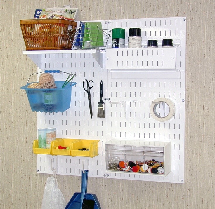 Wall Control white metal pegboard crafting workstation organization