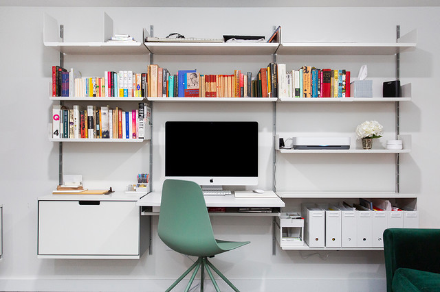 Wall desk with organized wall storage - Modern - Home Office & Library -  New York - by Dixon Projects | Houzz