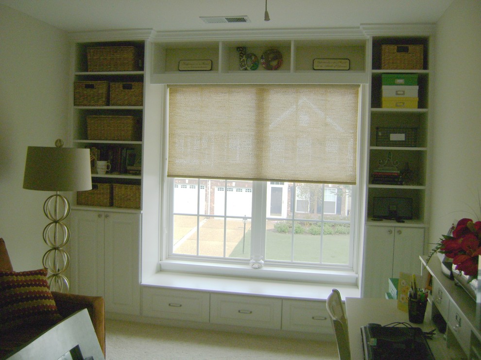 Window Wall Bookcase & Bench Seat Traditional Home Office