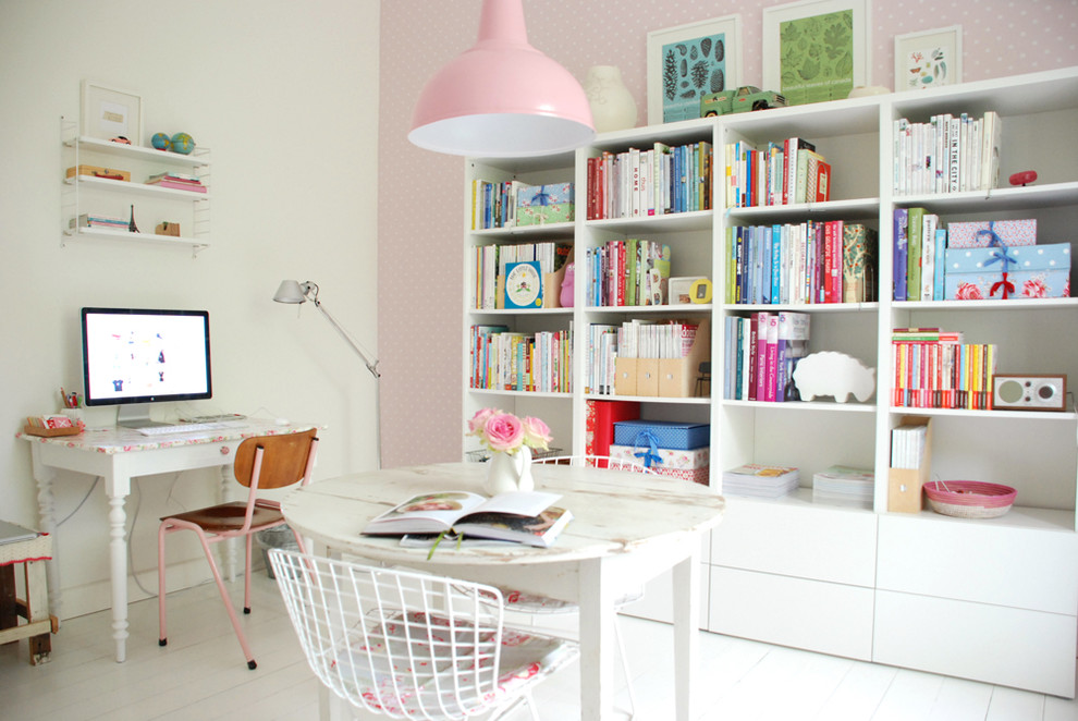 Example of a cottage chic home office design in Amsterdam