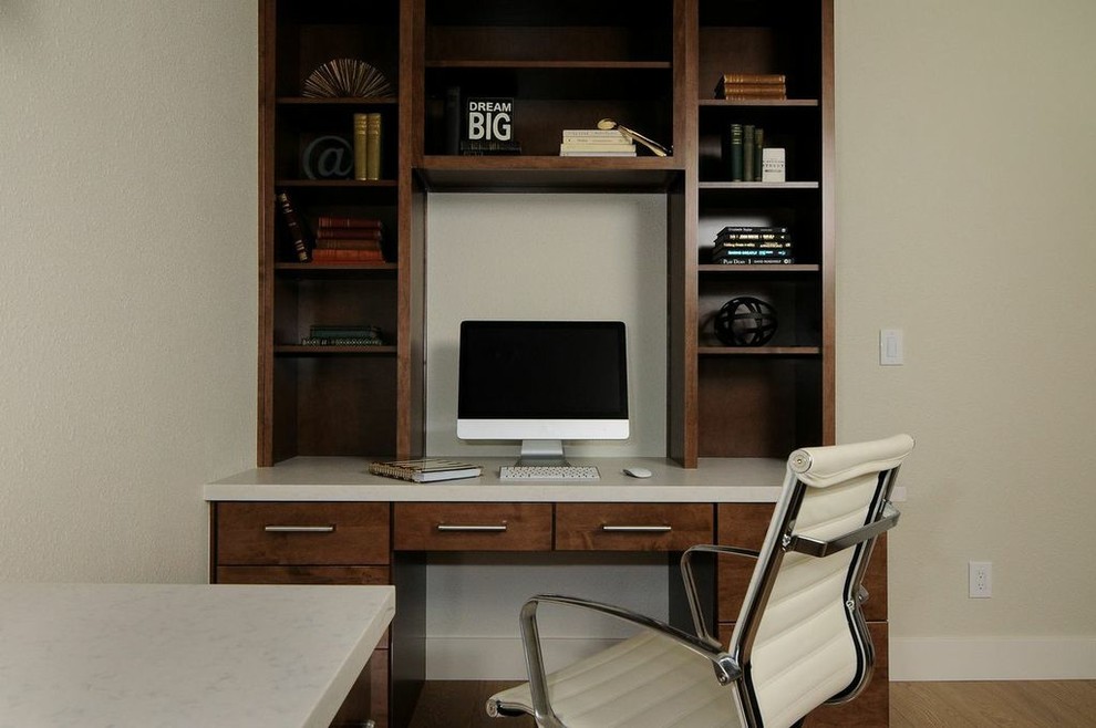 Photo of a contemporary home office in Sacramento.