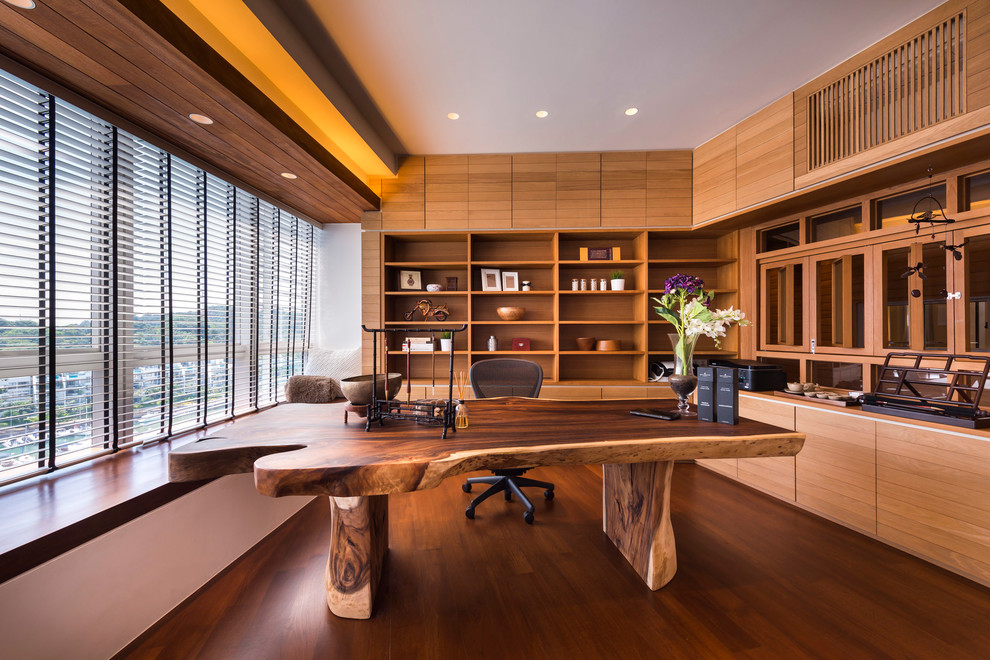 Photo of a world-inspired home office in Singapore.