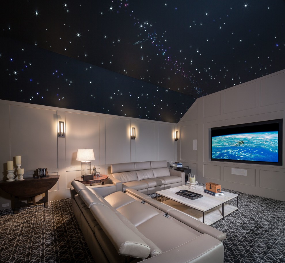 Tuscan home theater photo in Houston