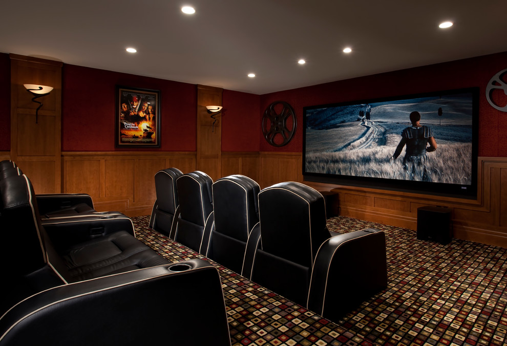 Inspiration for a contemporary home theater remodel in Salt Lake City