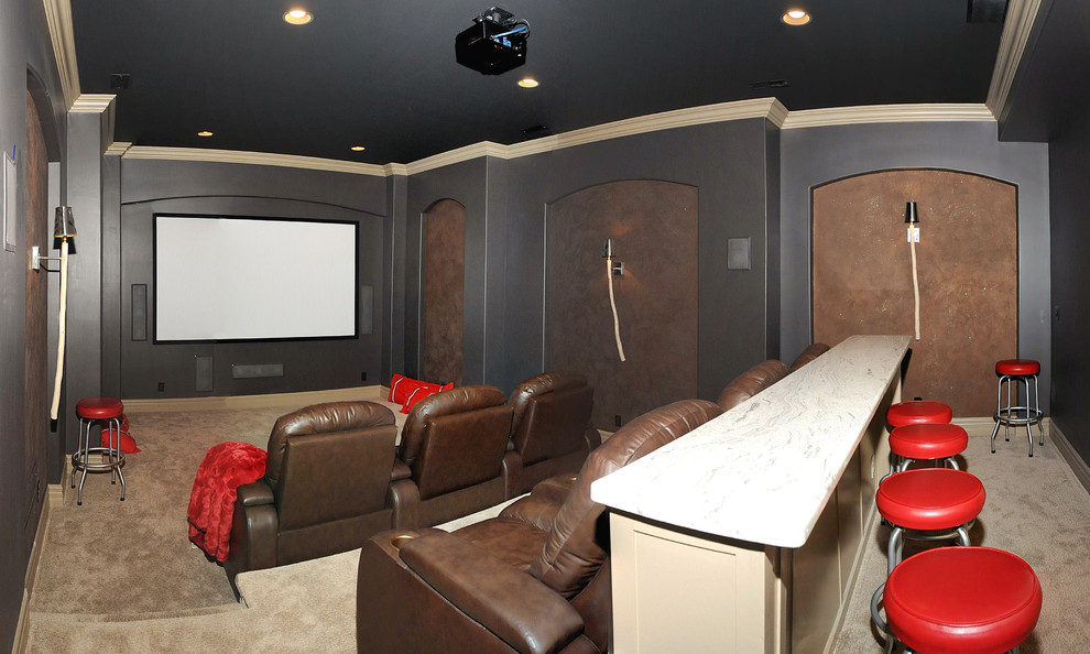 Design ideas for a classic home cinema in Omaha.