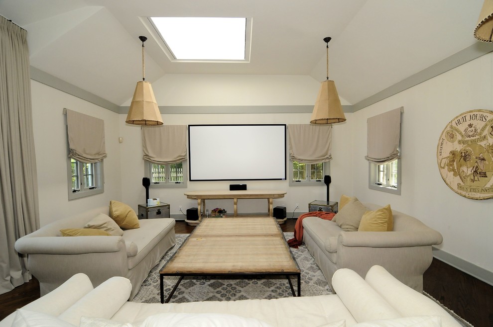 Home theater - country home theater idea in New York