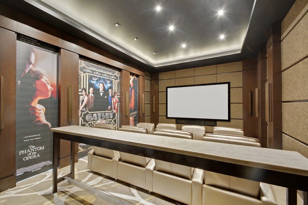 Transitional home theater photo in Miami