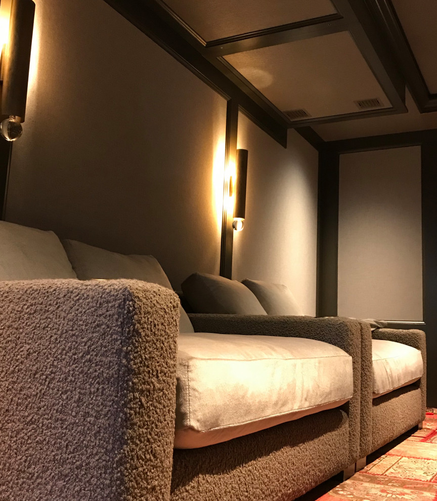 Acoustical fabric walls in Home Theater Contemporary Home Cinema