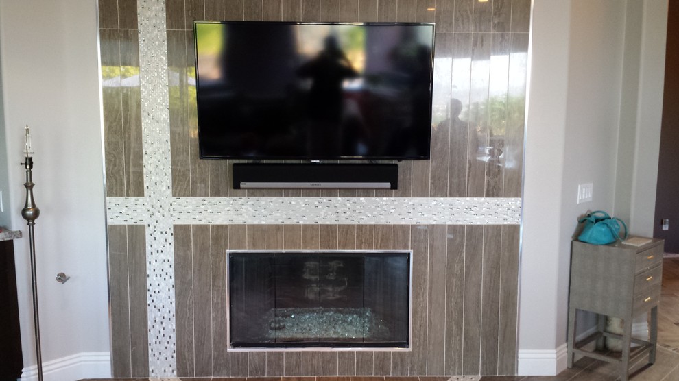 Home theater - contemporary home theater idea in San Diego