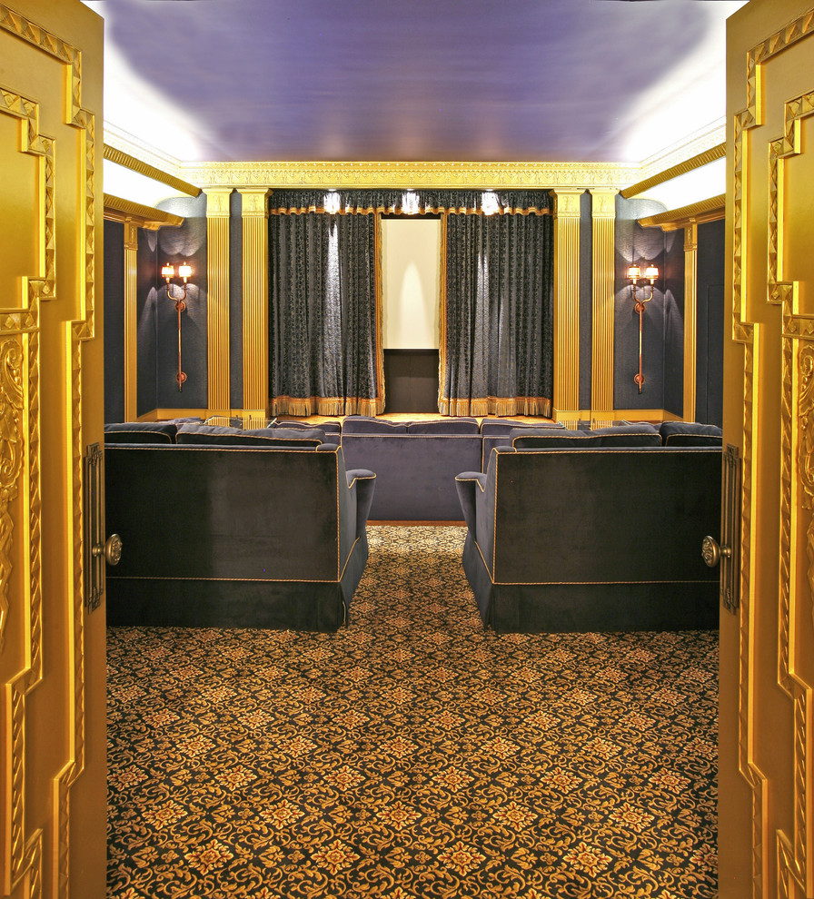 Art Deco Media Room Traditional Home Theater Dallas by Rhonda