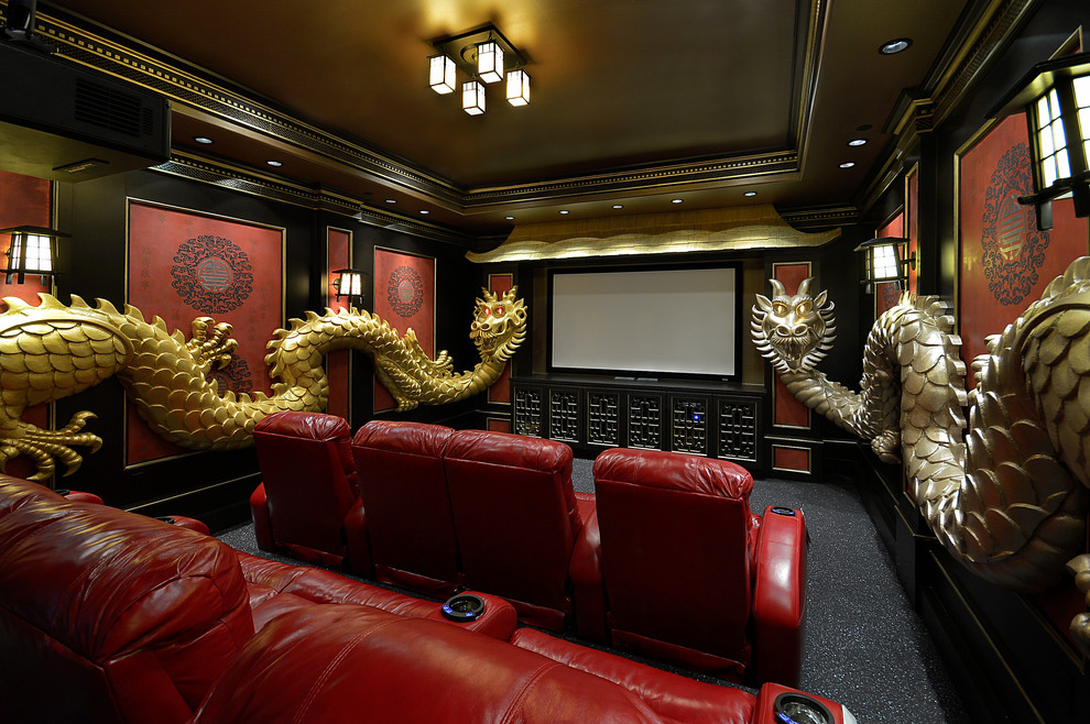 Home theater - zen home theater idea in Houston