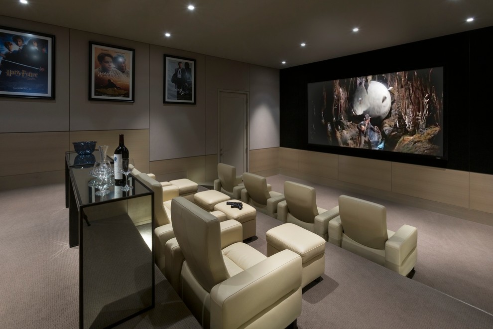 Идея дизайна: домашний кинотеатр в современном стиле
