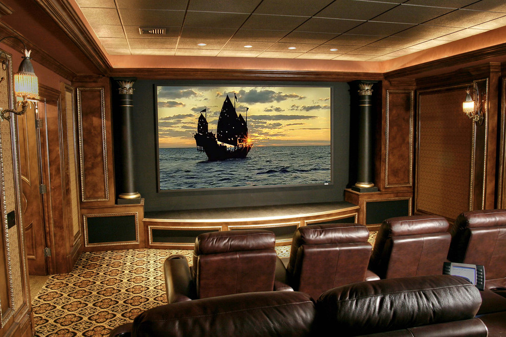 Photo of a bohemian home cinema in Milwaukee.