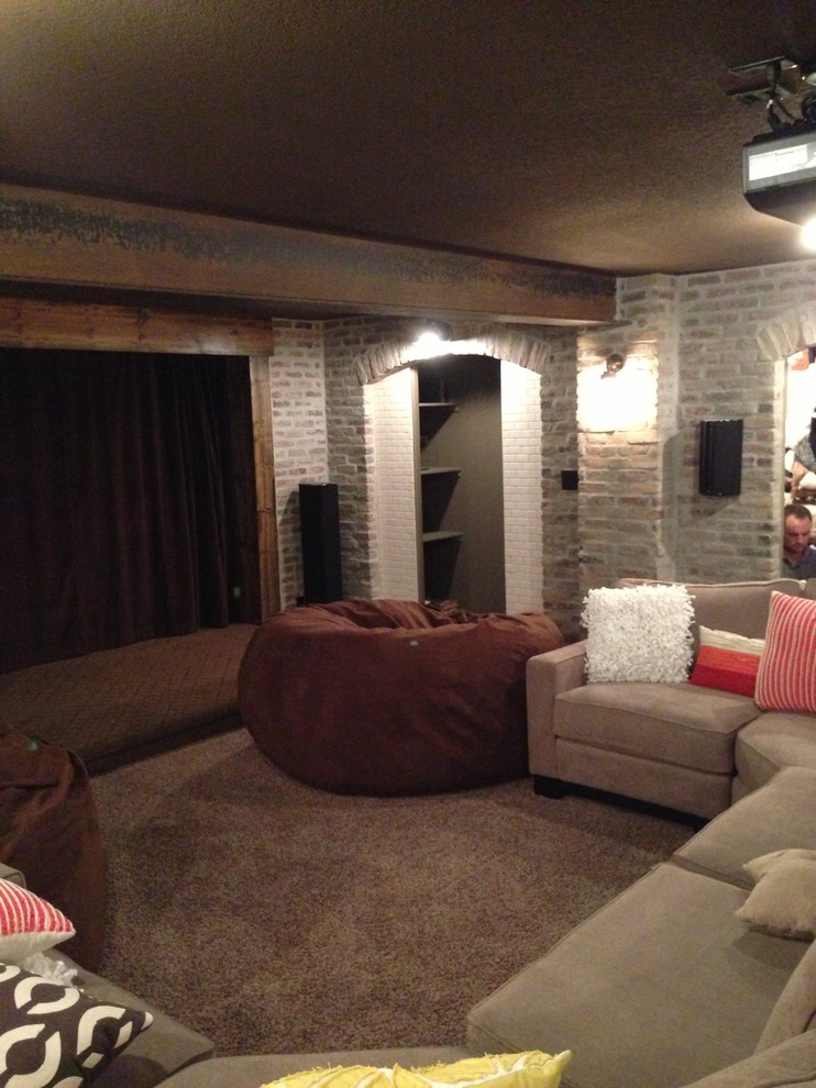 Basement 1 Rustic Home Theater Kansas City by Cardinal Crest