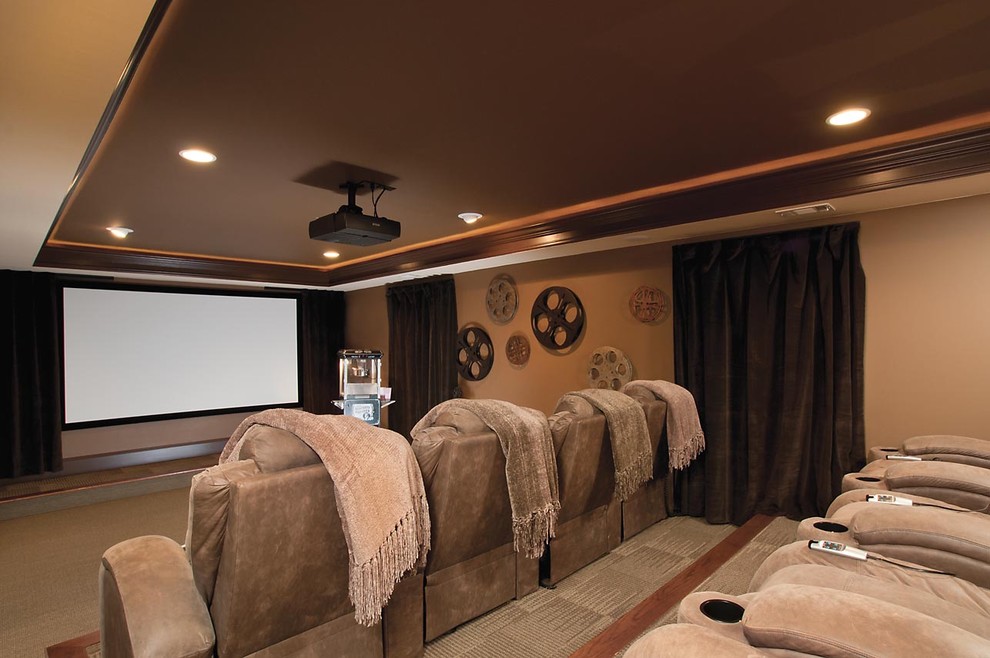 Design ideas for a classic home cinema in Atlanta with a projector screen.