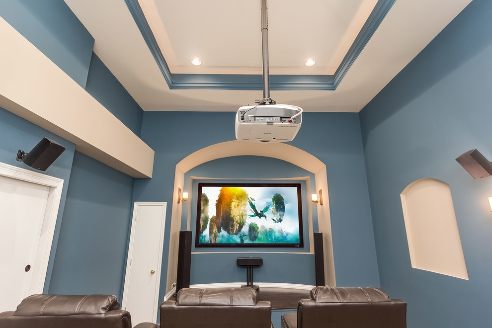 Basement Home Theater Projector Transitional Home Theater Chicago