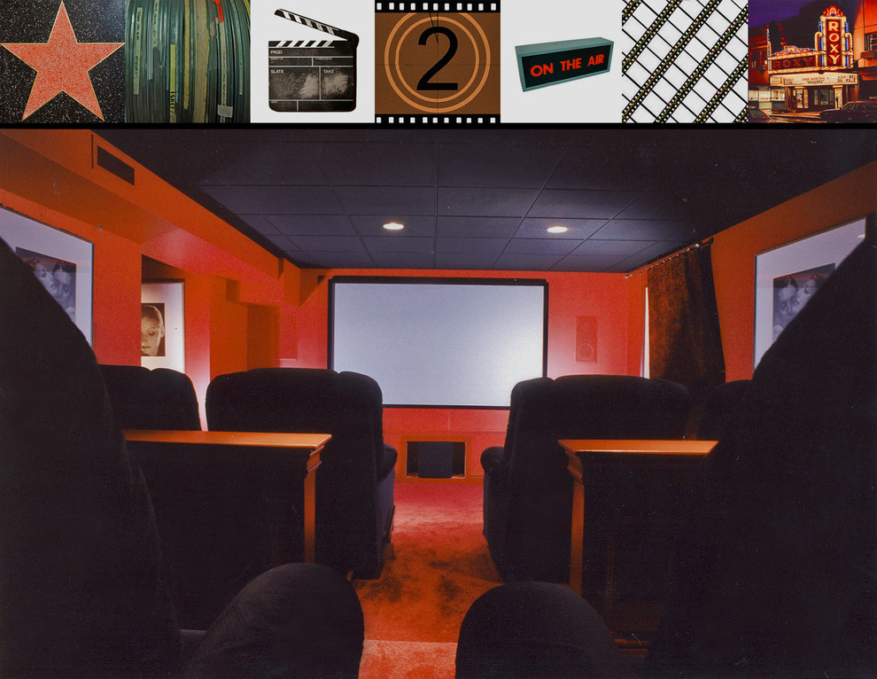 На фото: домашний кинотеатр в современном стиле