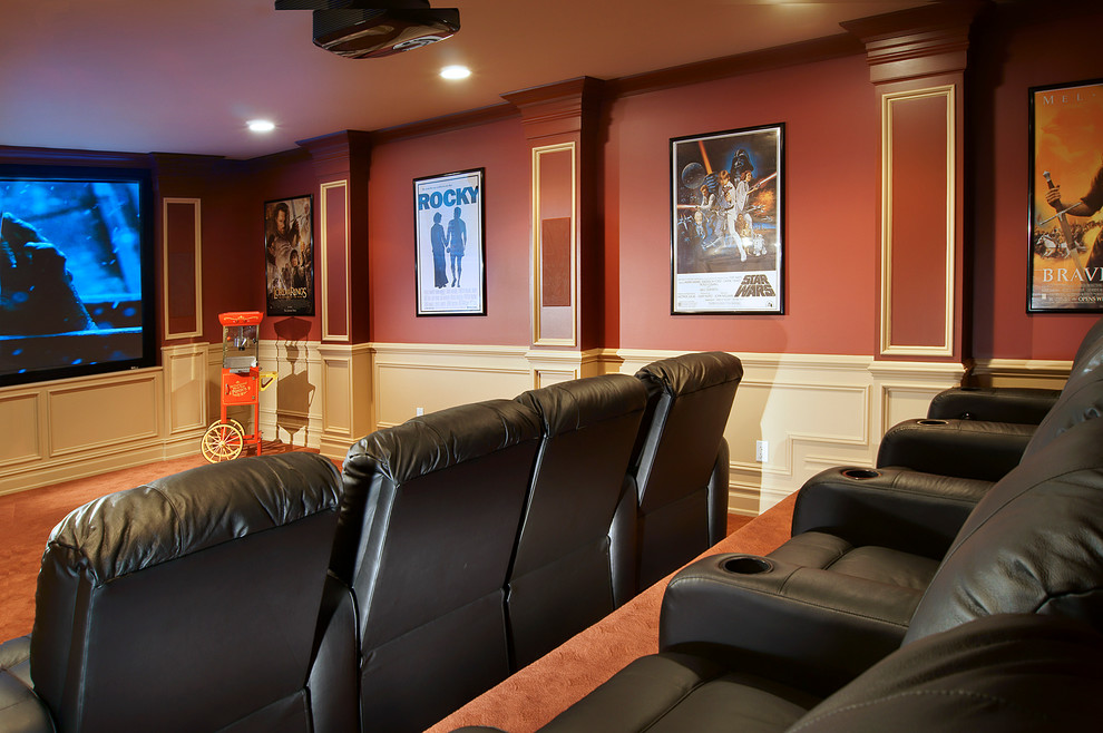 Home theater - traditional home theater idea in New York