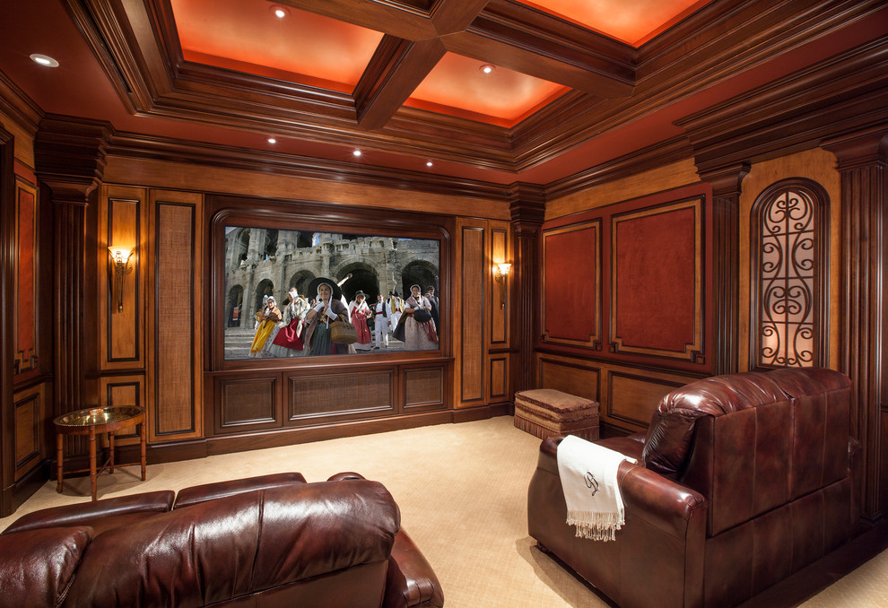 Example of a classic home theater design in Miami